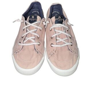 Sperry Pink Canvas Sneakers Womens 6 Lace Up Casual Preppy Boat Shoes